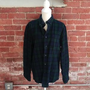 L.L. Bean 100% Cotton Green & Blue Plaid Flannel